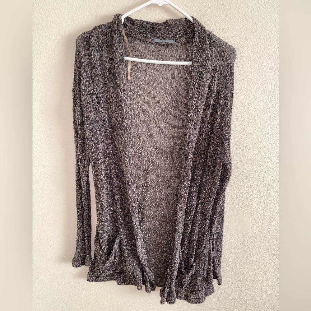 Olivia Moon Cozy Knit Open-Front Cardigan Black Speckled size Medium